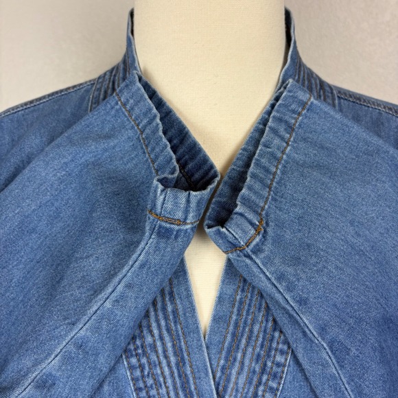 Orvis Womens Denim Button Front Shirt Dress Size S Midi Blue Utility Oversized - Picture 6 of 17